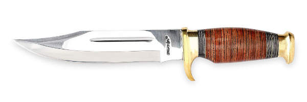Perkin handgemachtes Jagdmesser mit Scheide - Ledergriff Bowiemesser